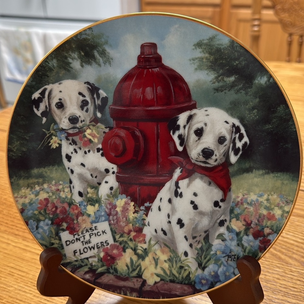 Princeton Gallery Dalmatian Collectors Plate Please Don’t Pick The Flowers B0216